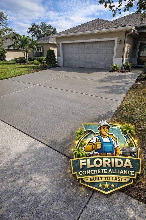 New concrete driveway