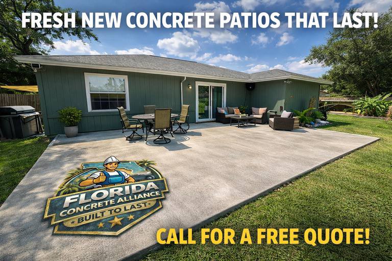 Fresh concrete patio — Florida Concrete Alliance